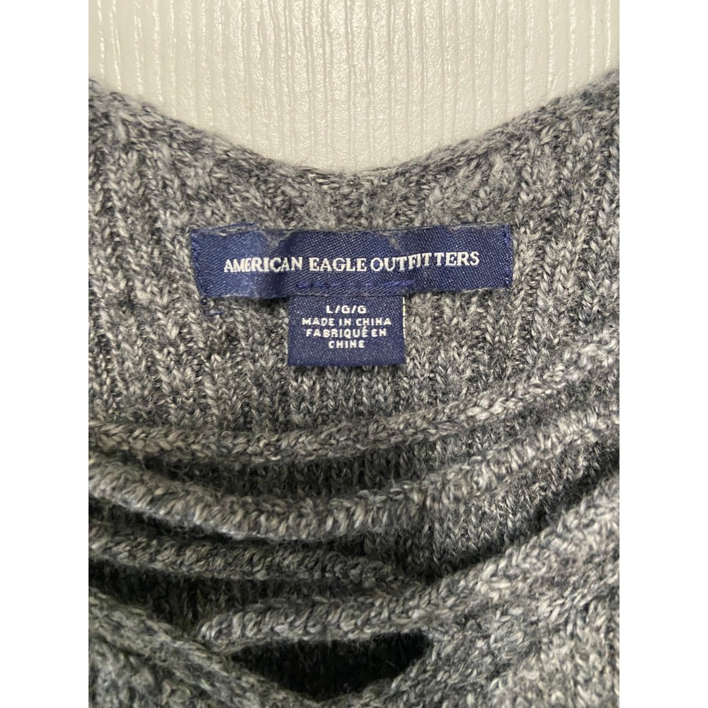 American Eagle Outfitters Cami Top Gray Ribbed Crisscross Spaghetti Strap Sz L - Picture 5 of 8